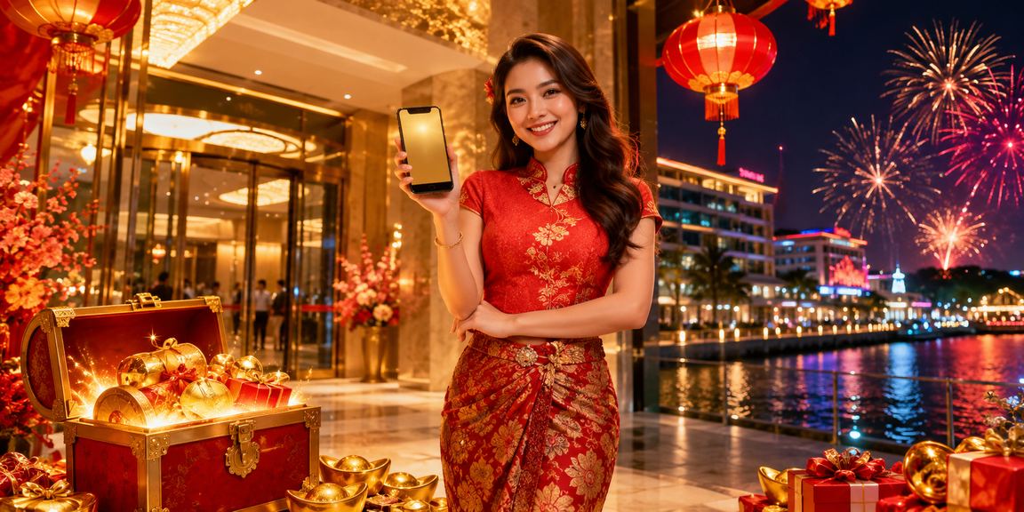 Pemain wanita menikmati permainan baccarat dengan pakaian tradisional Malaysia